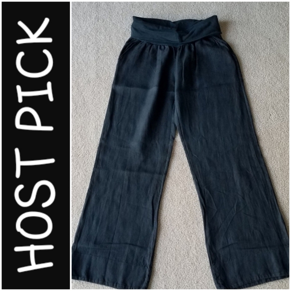 Pants - Black Linen Wide Leg Pants size Medium